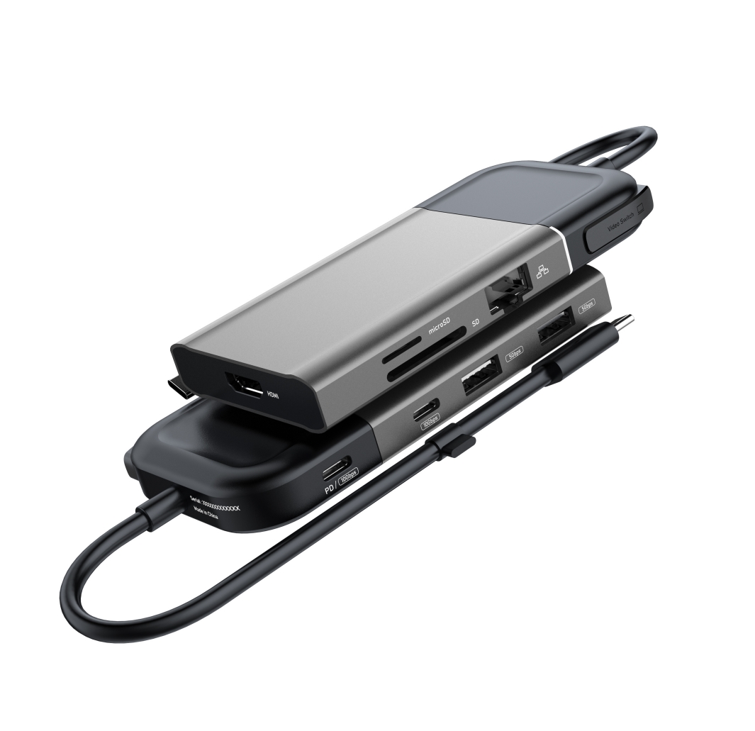 8合1 USB-C带一键息屏多功能便携扩展坞